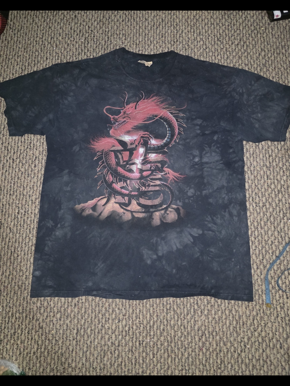The Mountain Black Tie-Dye Tee with Red Dragon Graphic - Men